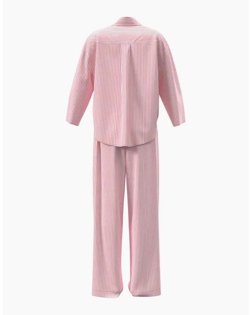Calvin Klein Pink Cotton Poplin Sera Stripe Pyjama Set, Cradle
