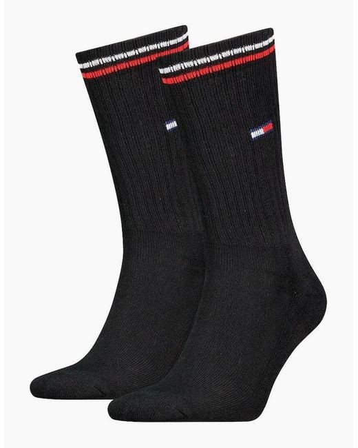 Tommy Hilfiger Black 2-Pack Tommy Jeans Logo Sports Socks for men