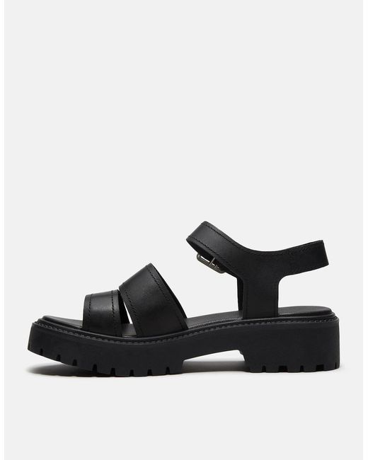 Timberland Black Stone Street Backstrap Full Grain Leather Sandals
