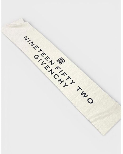 Givenchy Natural Date Logo Print Wool Scarf
