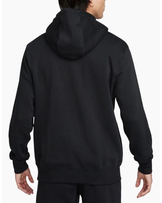 Nike Black Hoodie Club Fleece Pullover Long Sleeve Hooded Jumper Sports Gym Top for men