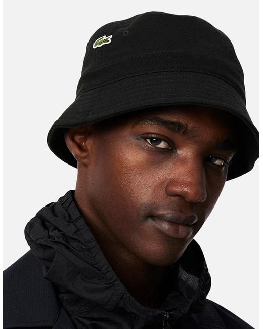Lacoste Black Bucket Hat for men