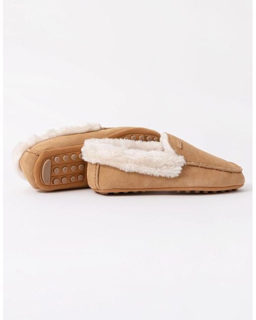 Hunter Green Sherpa Collar Moccasin Slippers