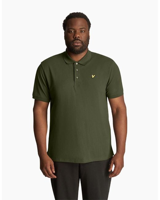 Lyle & Scott Green Lyle & Scott Big & Tall Cotton Short Sleeve Polo Shirt for men