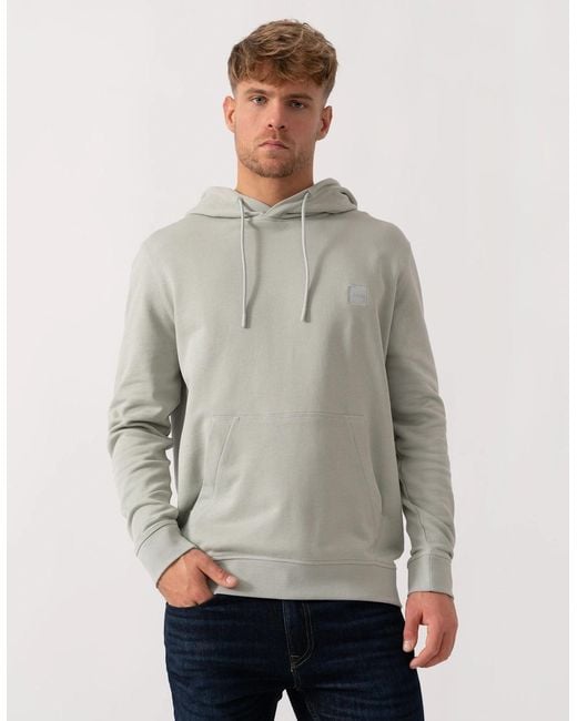 Boss Gray Boss Wetalk Pullover Hoodie With Logo Patch for men