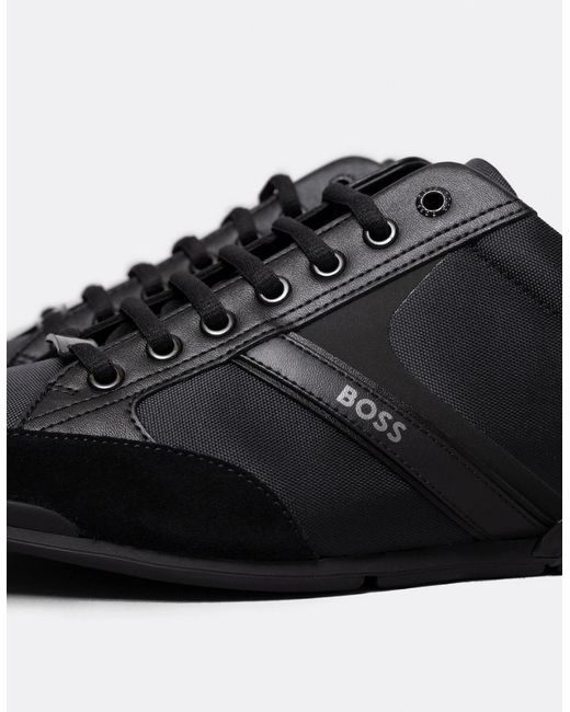 Boss Black Boss Saturn Low Profile Mixed Material Trainers With Suede And Faux Leather Nos for men