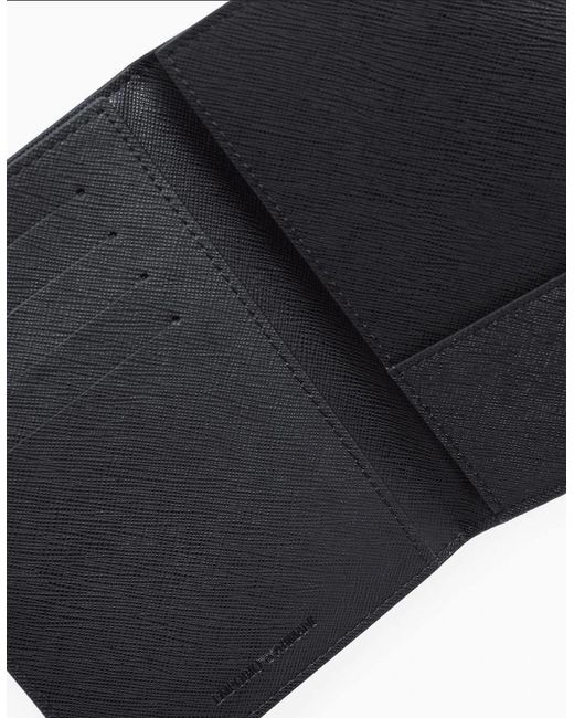 Emporio Armani Black Asv Eagle Logo Leather Passport Holder for men