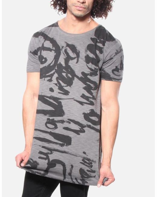 DIESEL Gray T Longer Ma Graphic T Shirt Short Sleeve for men