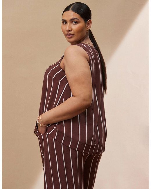 Live Unlimited London Brown Chocolate Stripe Wide Leg Trouser