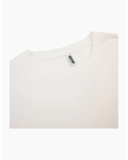 Moschino White Underwear Chest Logo Tape T Shirt 0001 for men