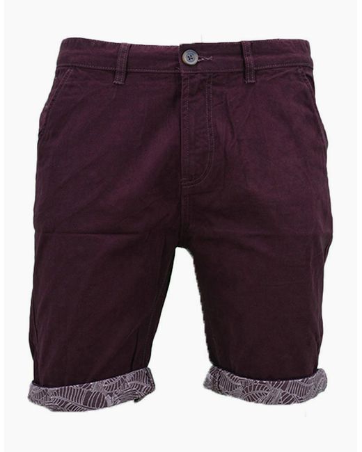 Threadbare Purple Chino Shorts Cotton Knee Length Summer Bermuda Casual Shorts New for men
