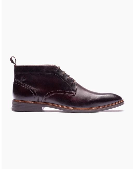 Base London Purple London Belgrave Leather Washed Ankle Boots for men