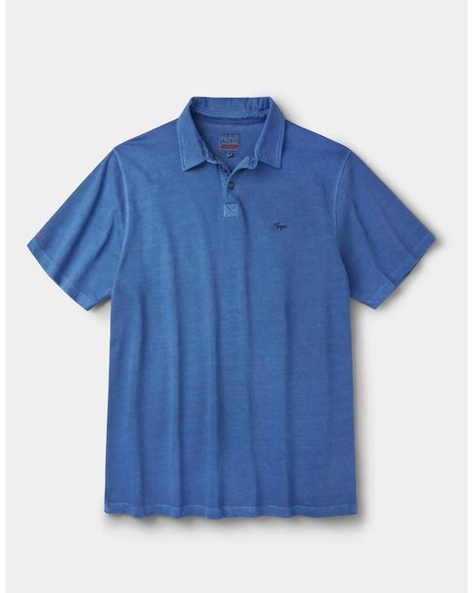 aubi Blue Arkwright Heavyweight Jersey Polo for men