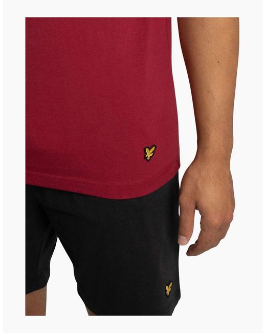 Lyle & Scott Red Charlie T-Shirt & Shorts Lounge Set, Burgundy for men