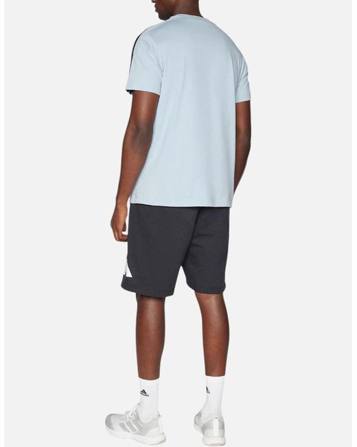 Adidas Blue Essential Shorts Poly Cotton Dri Fit Sportswear Summer Beach Bermuda for men