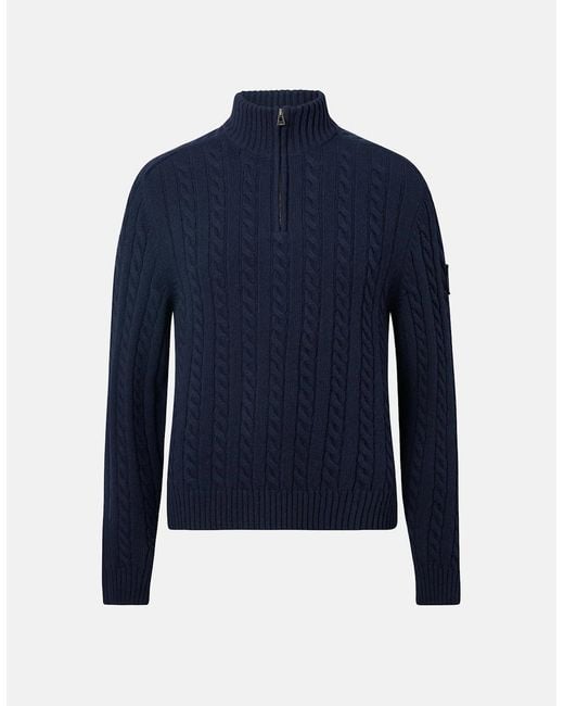 Belstaff Blue Westport Quarter Zip Sweater for men