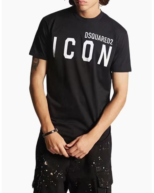DSquared² Black T-Shirt Large Icon Cool Logo for men