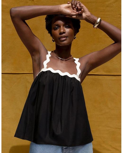 Ro&zo Metallic Contrast Strap Cami Top