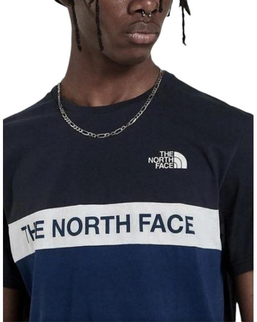 The North Face Blue North Face T Shirts Crew Neck Block Grid Casual Regular Fit Soft Cotton Tee for men