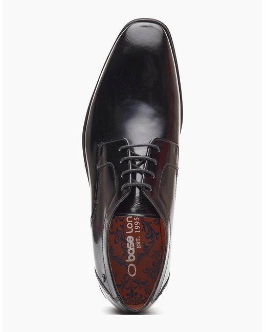 Base London Black London Dome Lace Up Leather Hi Shine Lace-Up Shoes for men