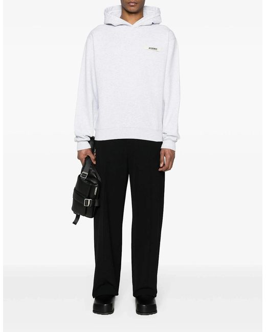 Jacquemus White Gros Grain Hooded Sweatshirt for men