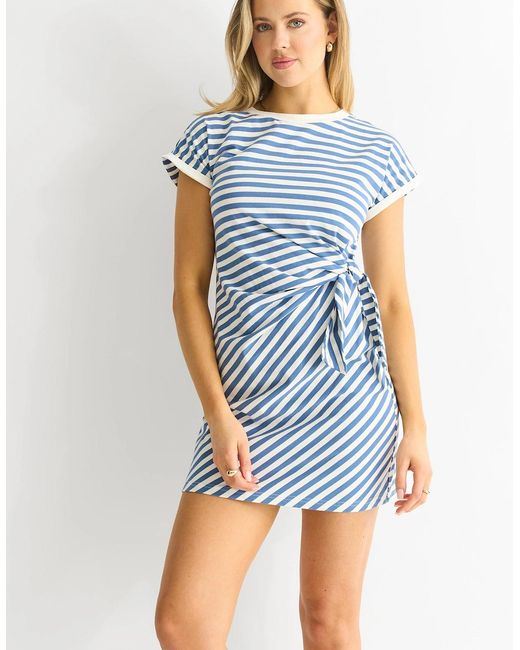 Gini London Blue Stretch Stripe Mini Dress