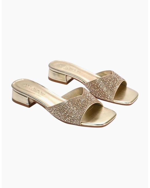 XY London Ladies Erica Metallic Low Block Heel Mule Sandals