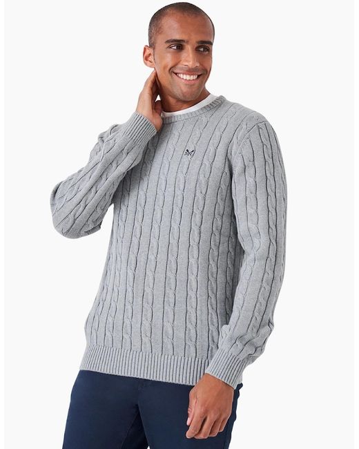 Crew Gray Oarsman Organic Cable Crew Knitwear Jumper for men