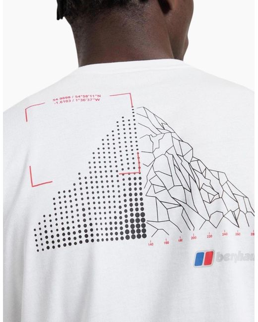 Berghaus White T Shirts Mountain Coordinates Crew Neck Short Sleeve Cotton Tee for men