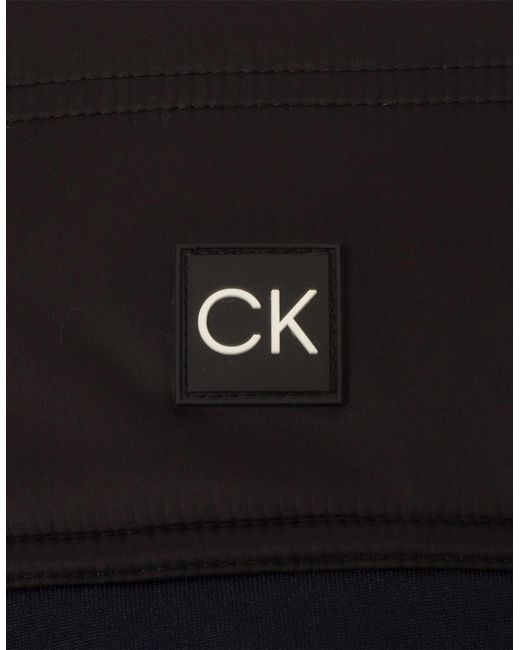 Calvin Klein Blue Solid Patterned Full Zipper Ribbed Cuff Zipped Pocket Jacket for men