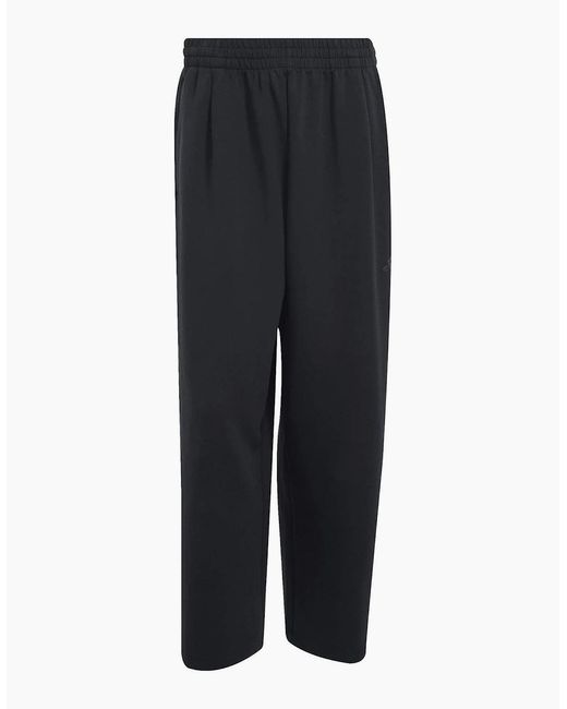 Adidas Black Solid Patterned Wide Fit Sweatpants for men