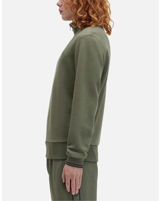 Fred Perry Green Half Zip Sweatshirt for men