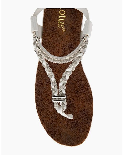 Lotus White Sol Toe Post Sandals