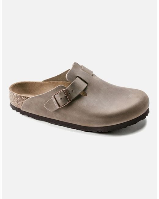 Birkenstock Boston Gray Birkenstock Boston Oiled Leather Regular Fit Tobacco for men