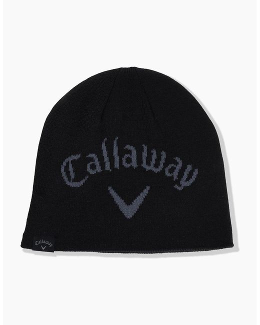 Callaway Apparel Black Reverse Wordmark Beanie With Logo for men