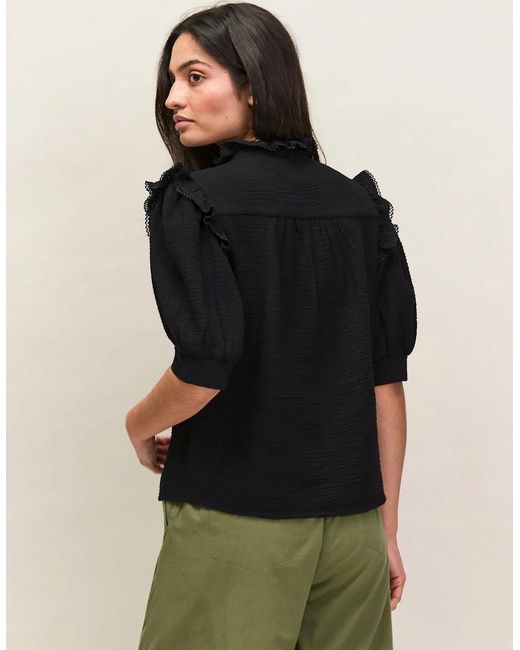 Ro&zo Black Cheesecloth Frill Short Sleeve Shirt