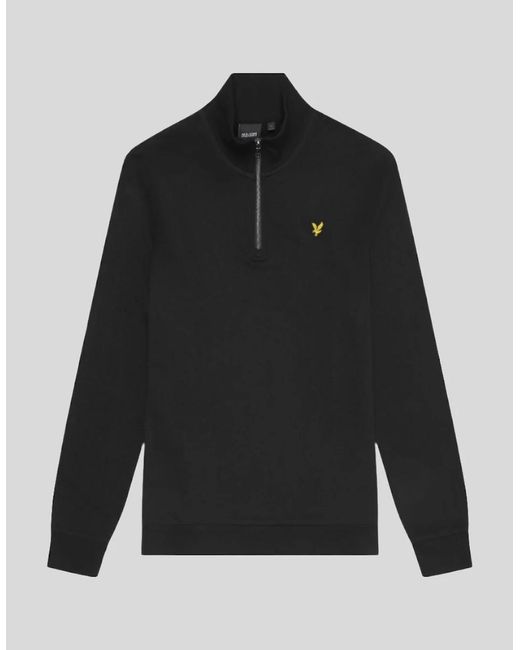 Lyle & Scott Black Cotton Loopback 1/4 Zip Sweatshirt for men