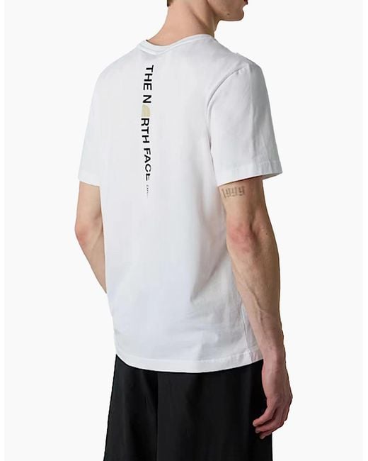 The North Face White Vertical Logo T-Shirts Crew Neck Short Sleeve Soft Cotton Tee for men