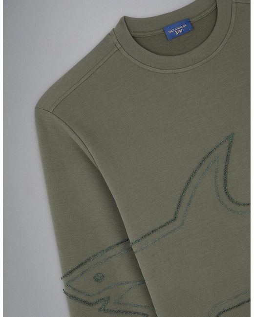 Paul & Shark Green X-Soft Cotton Tencel Sweatshirt With Embroidered Shark for men