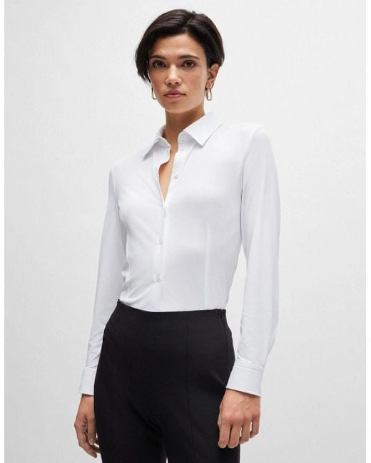 Boss White Boanna Extra-Slim-Fit Blouse