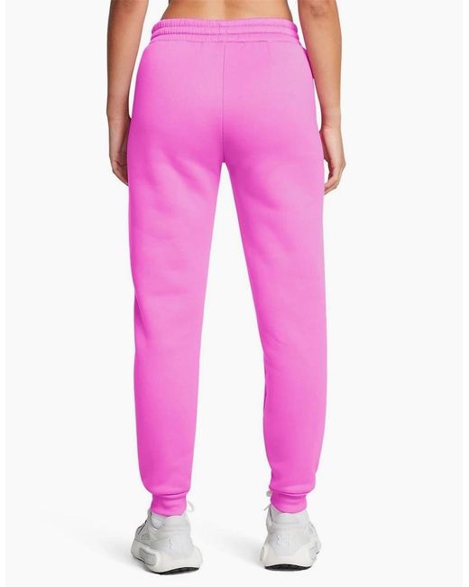 Under Armour Pink Fleece Joggers With Ribbed Cuff