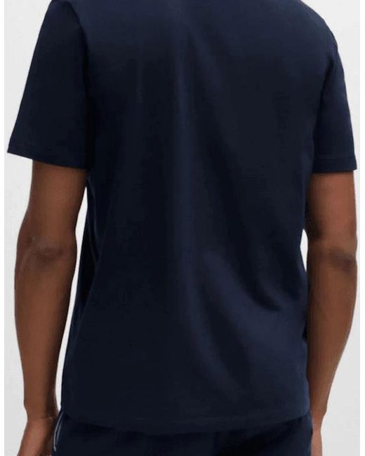 Boss Blue Cotton Embroidered Logo Dark T-Shirt for men
