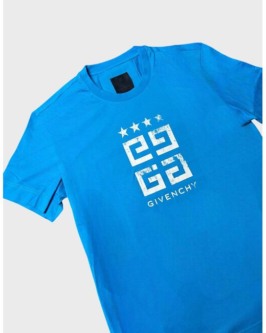 Givenchy Blue 4G Emblem Slim Fit T Shirt Mineral for men