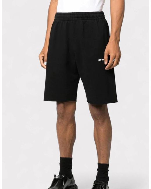 Off-White c/o Virgil Abloh Black Wave Outline Diag Sweatshorts for men