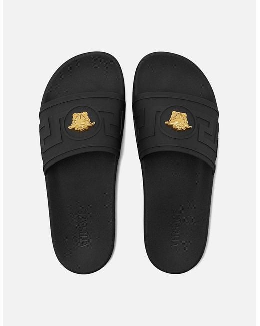 Versace Black Biggie Sliders for men