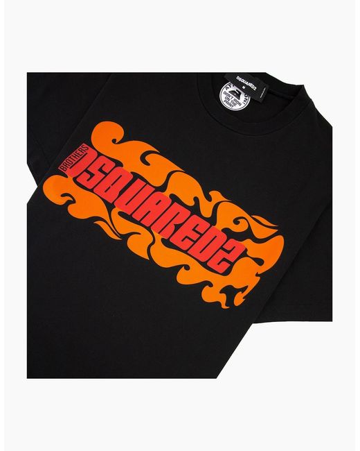 DSquared² Black Wave Logo Cigar Tee for men