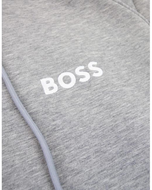 Boss Gray Saggy 1 Embroidered Logo Zip Up Hoodie 059 for men
