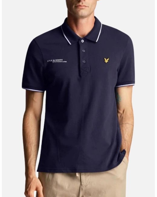 Lyle & Scott Blue Lyle & Scott Co-Ordinate Print Logo Short Sleeved Polo Shirts for men