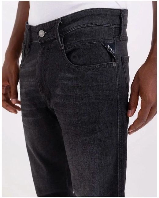 Replay Blue Anbass Slim Fit Power Stretch Jeans Delave 009 for men