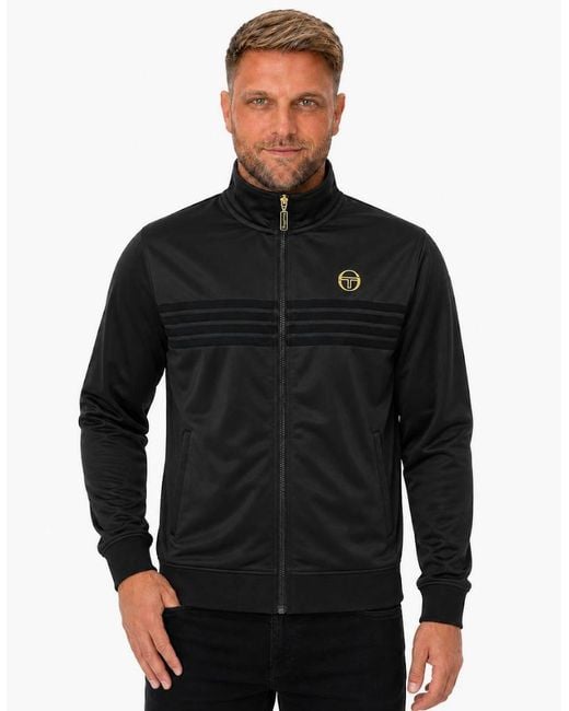 Sergio Tacchini Black Varena Track Top Jacket/ Lurex for men